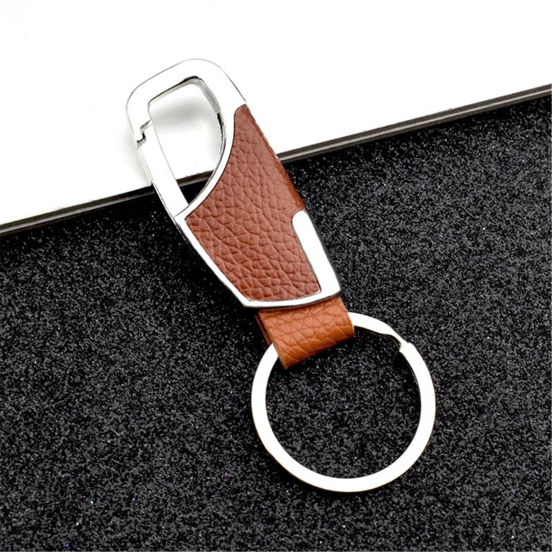 Handmade PU Leather Car Keychain with Metal Ring For Men Stylish Motorcycle Accessories Automotive Enthusiast Gift