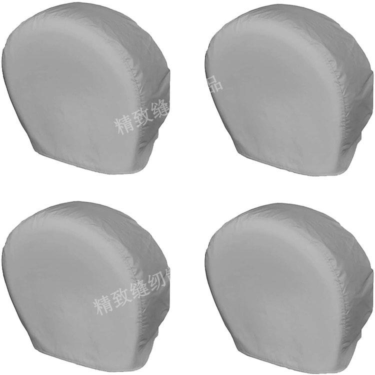 Grey 420D Oxford Cloth RV Tire Covers - 4-Piece Set for Sun Protection.