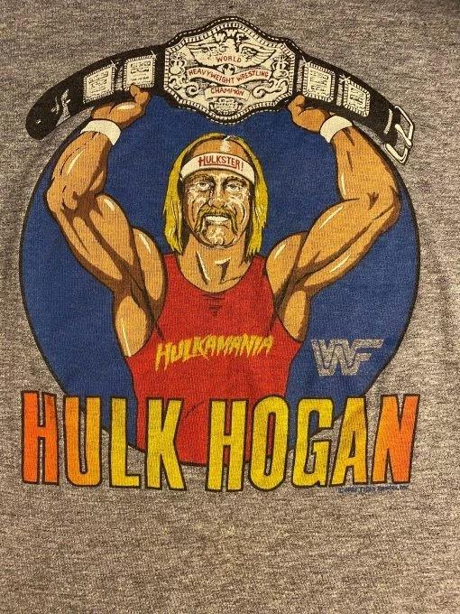 Hulk Hogan Shirt, Hulk Hogan Vintage 1983 Short Sleeve Unisex Shirt Grey Unisex T-Shirt M