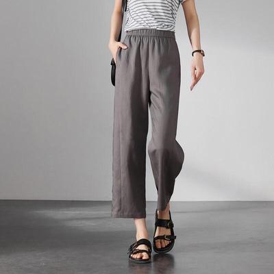 SOFSIL Women's High-Waist Linen Blend Loose Cropped Trousers