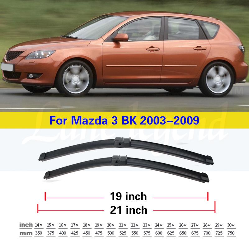 3PCS Car Wiper for Mazda 3 BK 2003-2009 2008 2007 Front Rear Windshield Windscreen Wiper Blade Rubber Accessories 21"+19"+14"