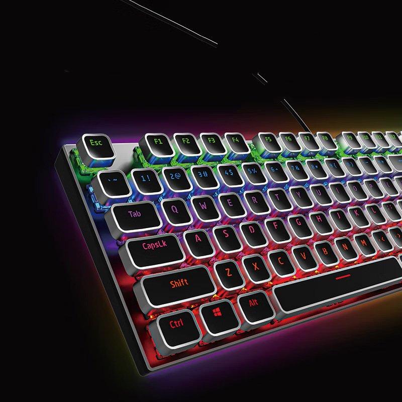 Qisha Punk Metal Black RGB Wired Mechanical Keyboard and Mouse Set