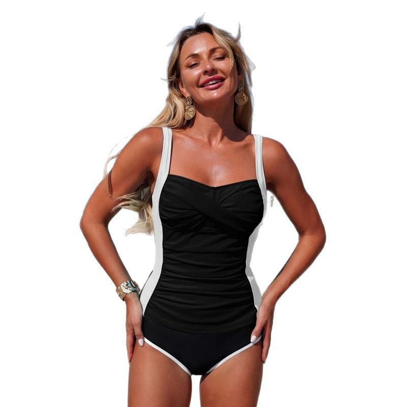 Neuer Badeanzug Hüftbedeckend Damen Zweiteiler Badeanzug Farbkombination Sport Tankini auf Lager