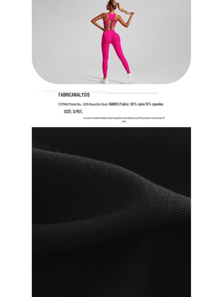 Dames Sømløs Vakker Rygg Yoga-drakt over landegrenser med Høy midje Fersken Rumpe Bukser