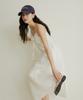 ADAUL Front Drawstring Sleeveless Long Dress - White