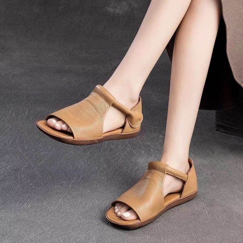 New Retro Fish-mouth Flat Simple and Versatile Sandals Retro Casual Women's Shoes
