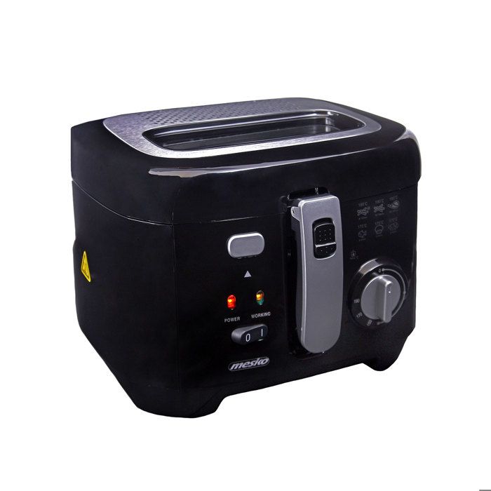 Friteuse Électrique À Huile 2,5 L, Température Réglable, Cuve Amovible Mesko MS 4908 1800W Noir 36983