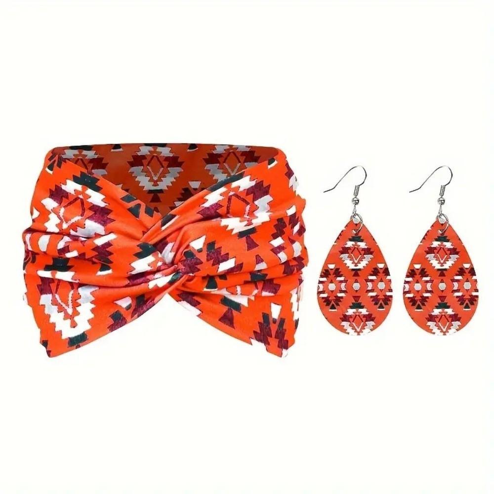 3pcs Boho Women's Hairband Set Wide Women's Earrings Set Twist Headband Earrings Set  Sports Wear