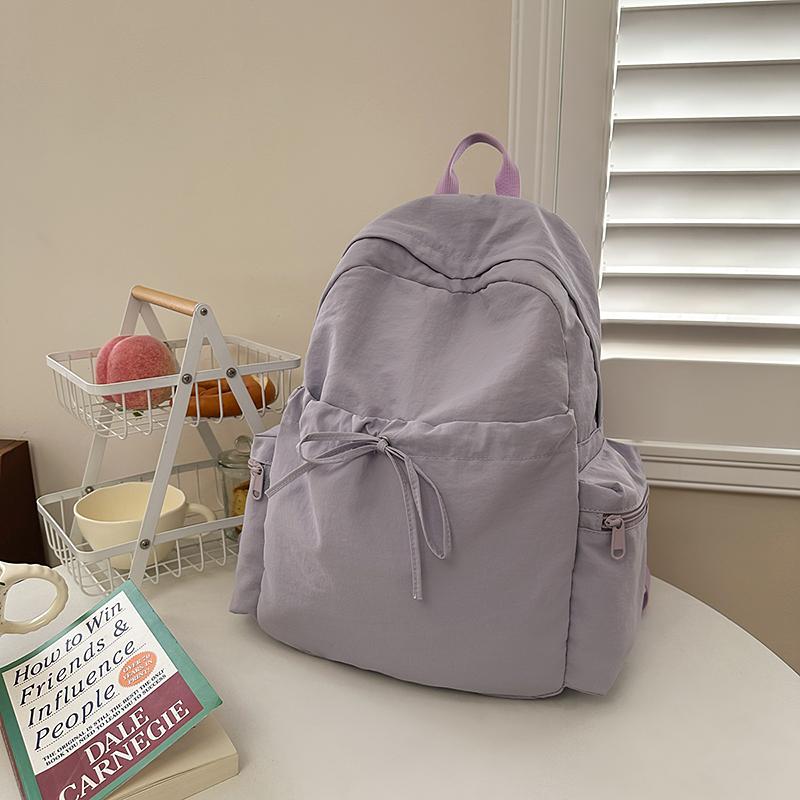 Lightweight Solid Color Backpack Travel Backpack Large Capacity Student Schoolbag