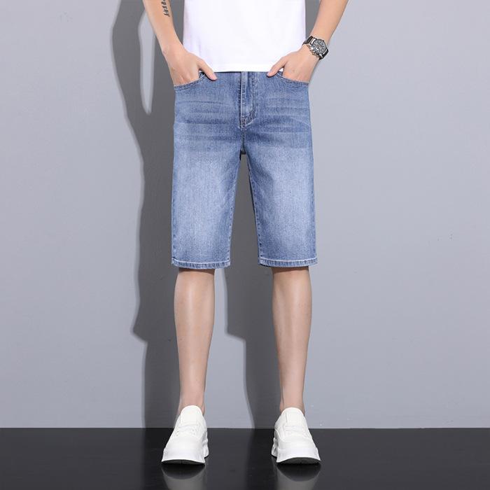 New High-waist Stretch Mid-trousers Men's Denim Five-point Pants Casual 5-point Shorts