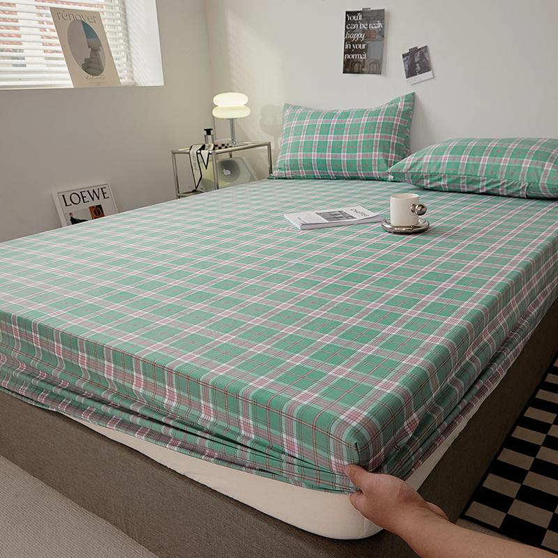 Cotton Fitted Sheet with Elastic Bands Solid Color Non Slip Durable  Mattress Covers for Double King Queen Bed 140/160/200/220cm