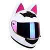 Women's Full Face Cat Ear Motorcycle Helmet - Universal for All Seasons