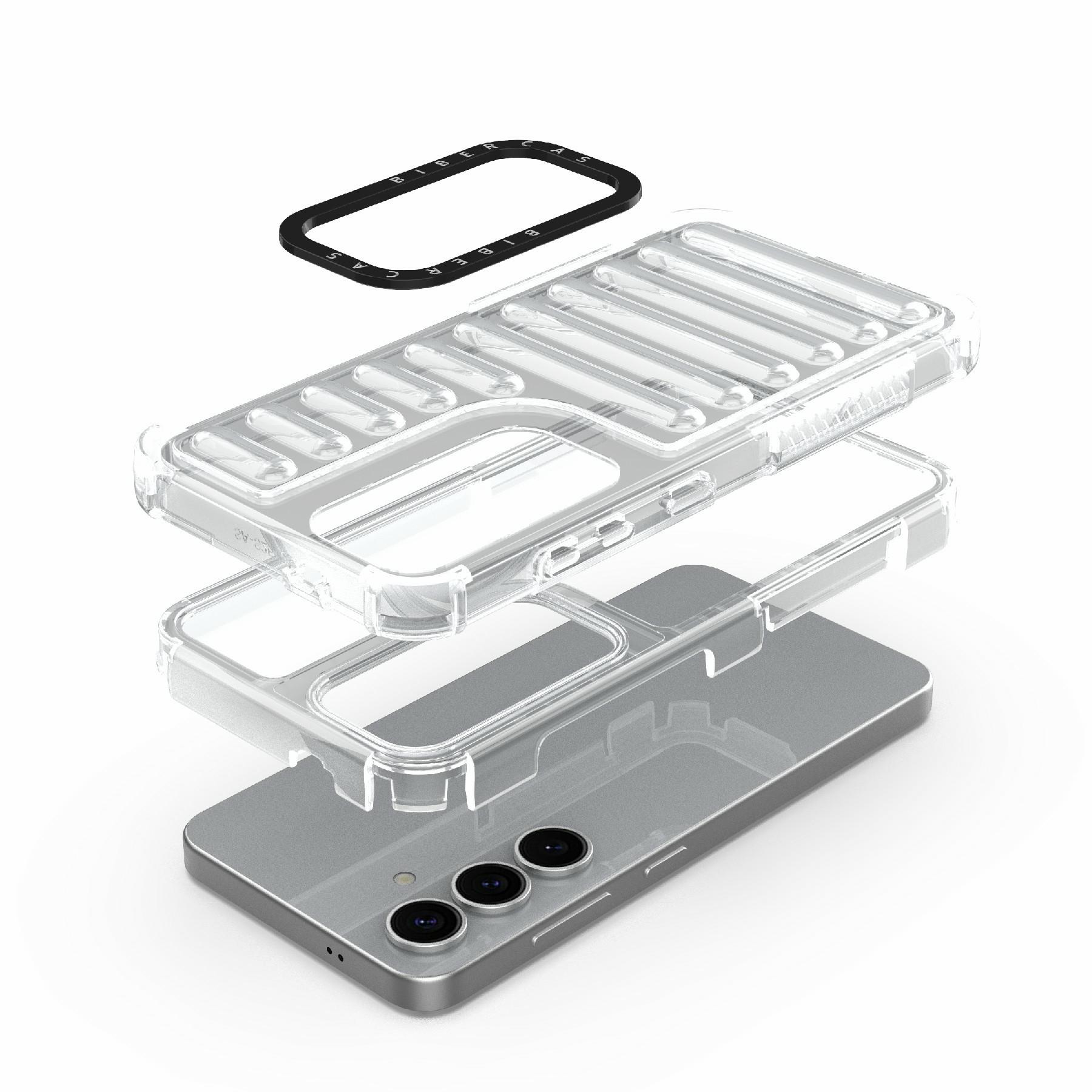 

For Samsung Galaxy S25 Case Stripe Design Anti-Slip Detachable TPU+PC Phone Cover Green