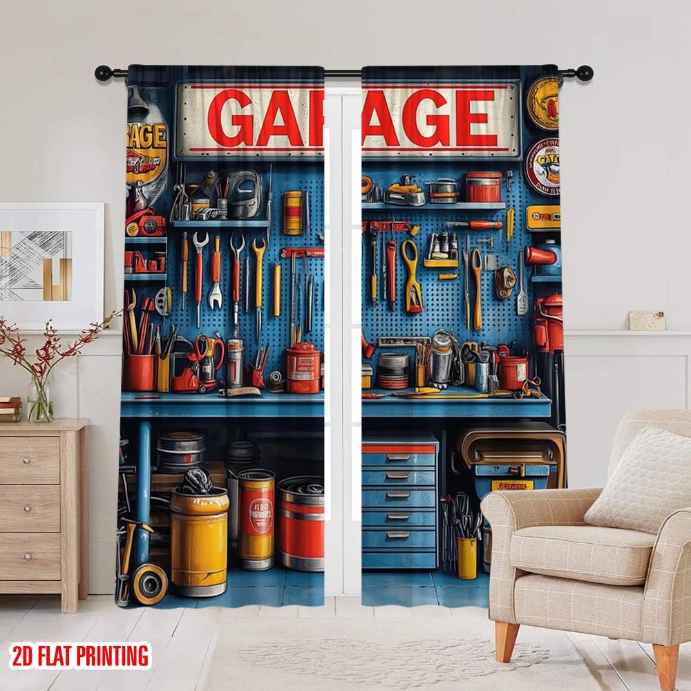2pcs Drapes Garage and Car Repair Fabric,Without Electricity Birthday Party Suitable for College Dormitory Decoration