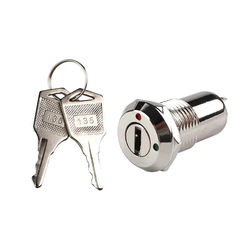 5/10/20Sets 12/16/19mm Zinc Alloy Electronic Key Switch ON OFF Phone Lock Security Power Switch Tubular Terminals 2 Position Switches4