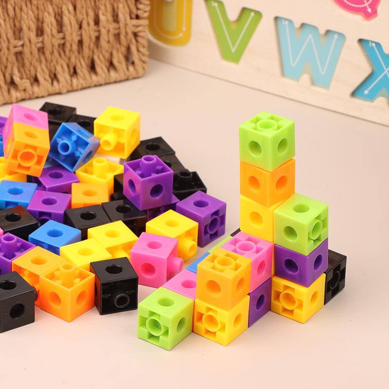 50/100Pcs Home School Preschool Connected Cube Toys For Mathematical Counting Plastic Counting