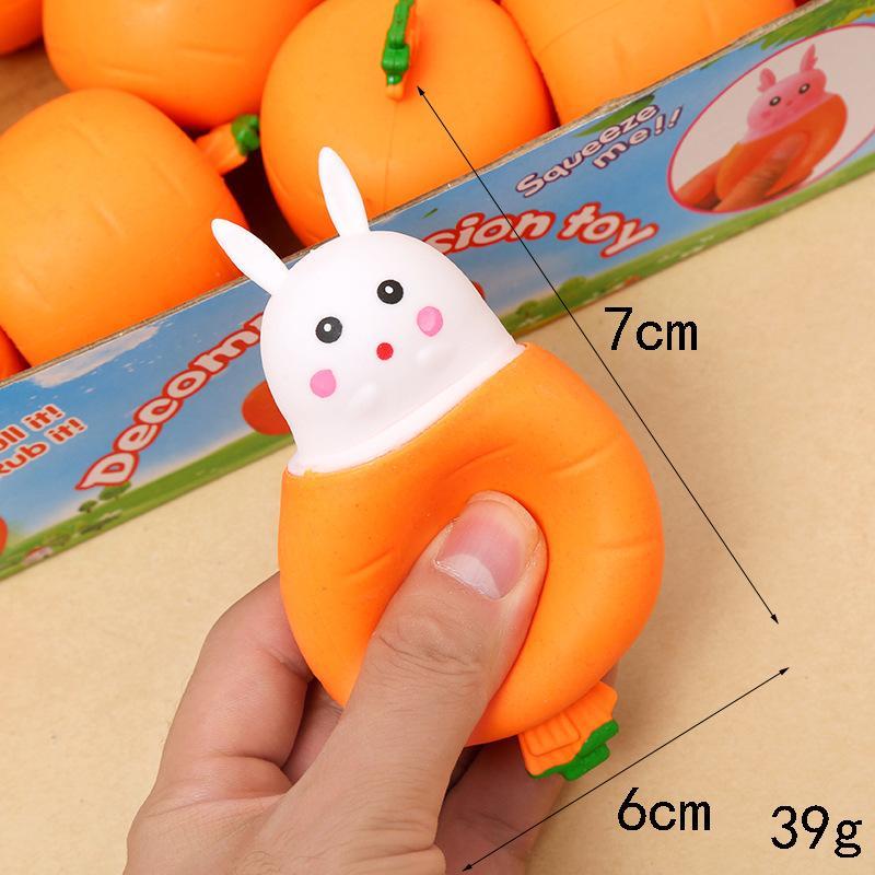 Squishy Carrot Rabbit Squeeze Telescopic Toys Kids Children'S Radish Rabbit Cup Pinch Music Toy Creative Stress Relief Gift