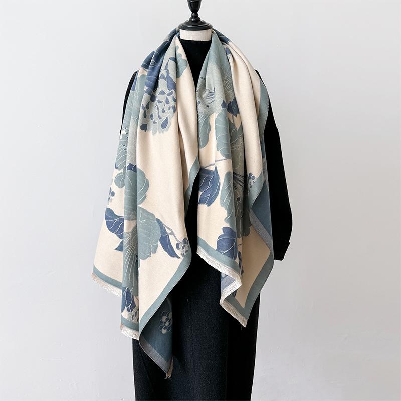 New Luxury Design Winter Two-Sided Cashmere Jacquard Scarves High Quality Women Thicken Wrap Shawl Ladies Wool Pashmina Scarf