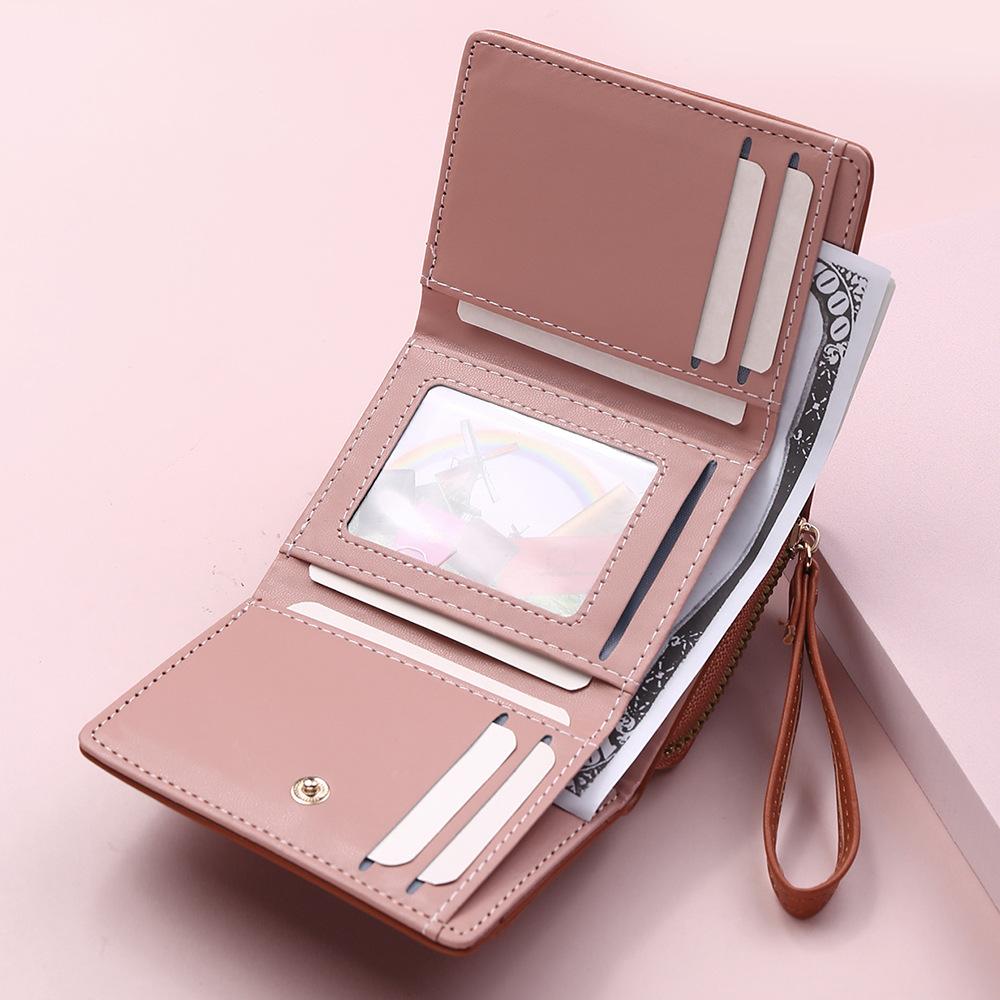 Women'S Wallet New Short Women'S Zipper Wallet Zero Wallet Female Student Pu Wallet Handbag