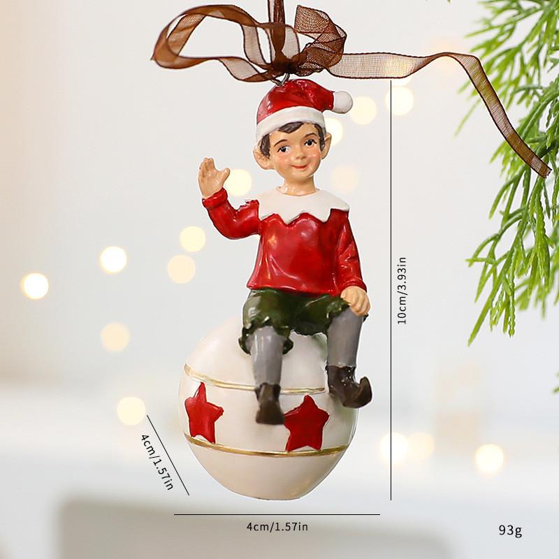 Ornament Tree Christmas Resin Vintage Bell Bow Wreath Christmas Stocking Pendant