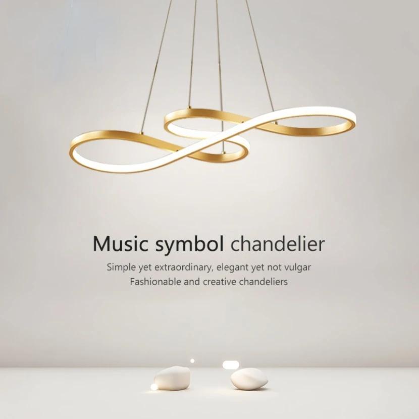 Gold Black LED Pendant Chandelier Lighting Remote Control Dimming  Living Room Dining Table Dining Room Decoration Hanging Lamp