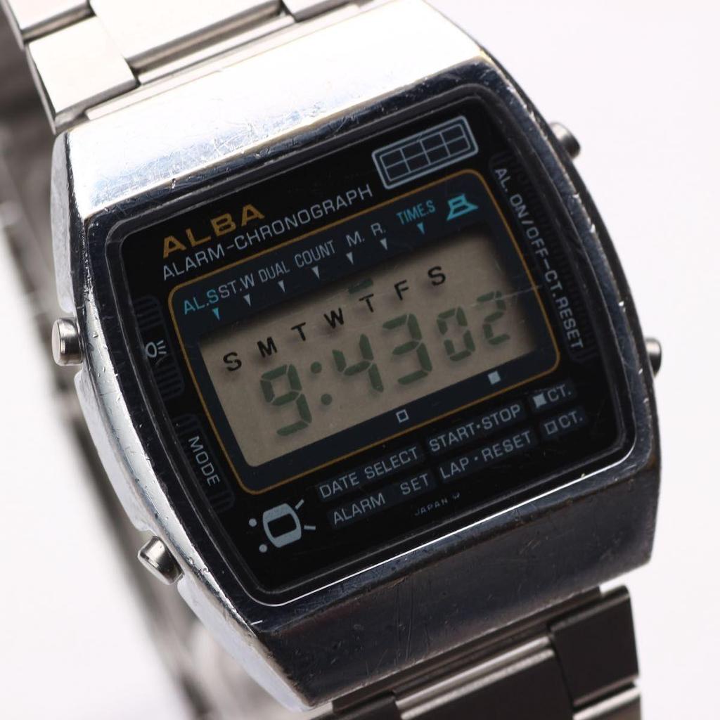 Used Rare SEIKO ALBA Digital Men's Watch 80's Vintage Chronograph Y749-4010 Alarm Retro