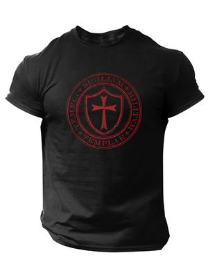 Das Templerkreuz Frühling und Sommer Unisex gedrucktes kurzärmeliges Oberteil Lässiger Stil Bequem und atmungsaktiv