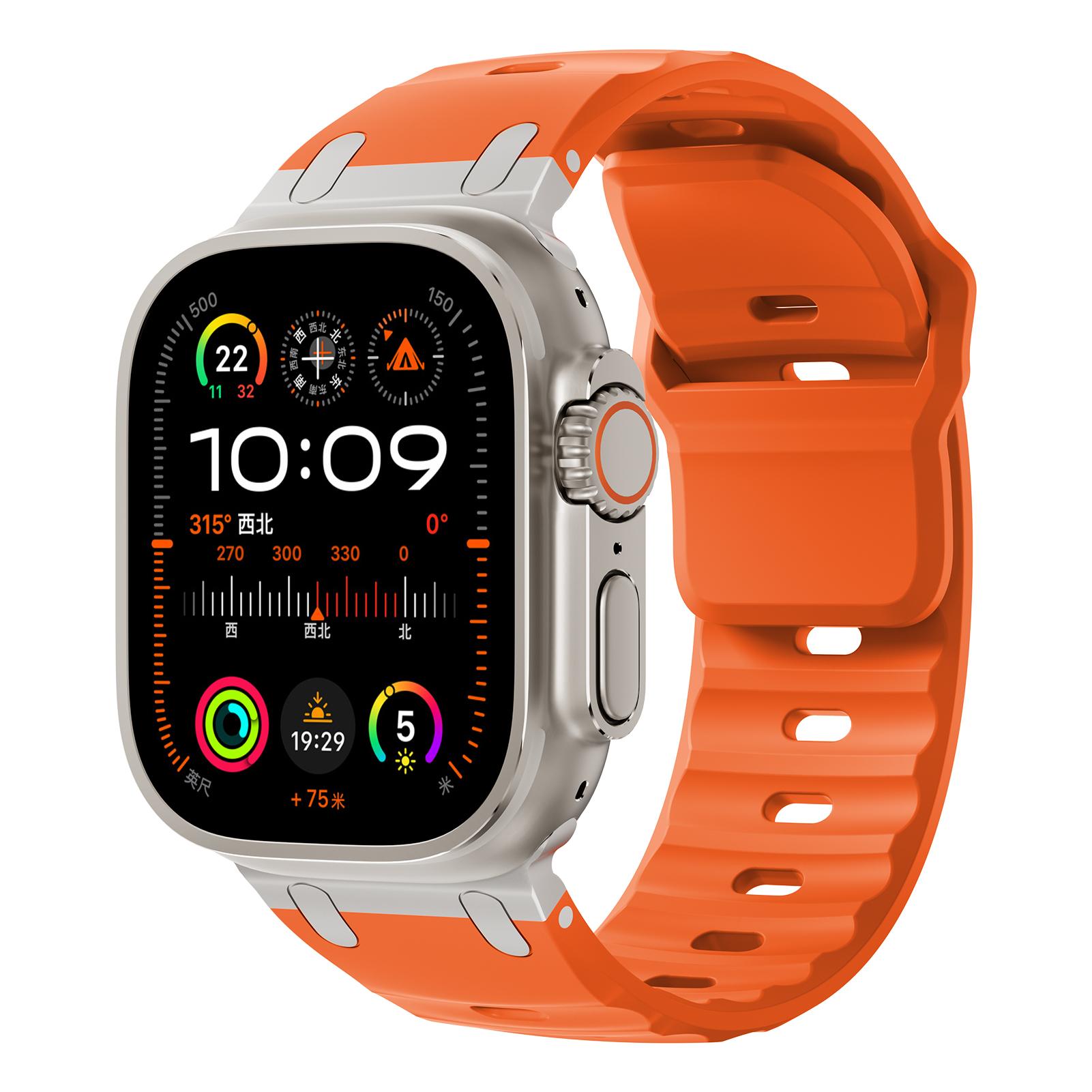 

Sport Silicone Strap for watch bands ultra 3 49mm Metal correas para bracelet iwatch Series 11 9 8 SE 10 7 45mm 44mm 46mm 44 45 46 49mm оранжевый