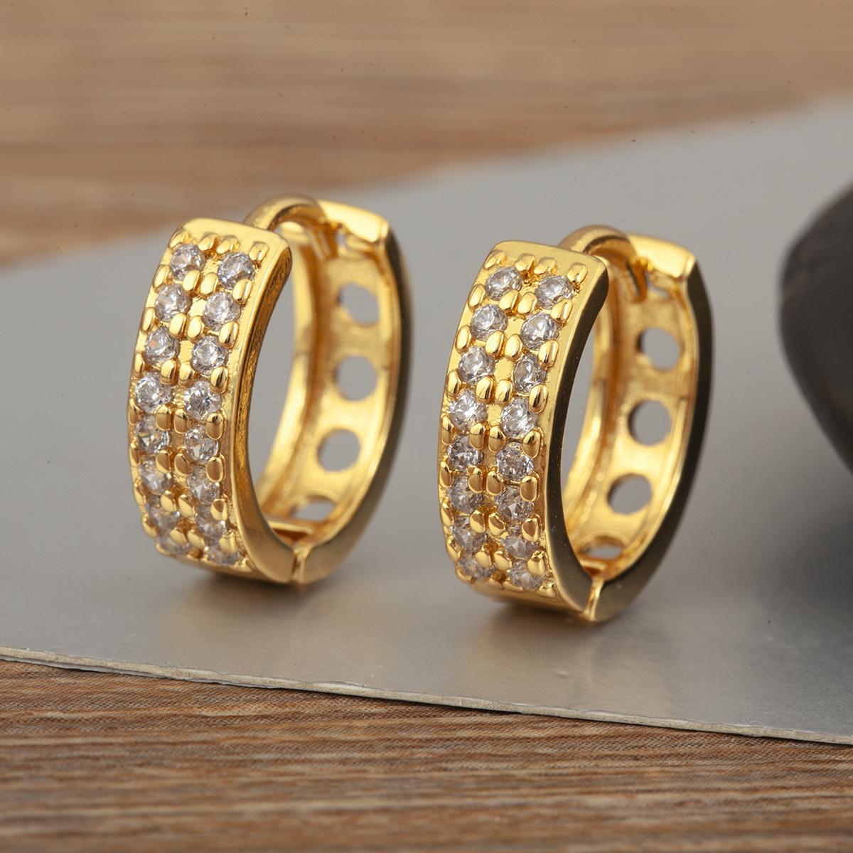 

Nidin Light Luxury Trendy Double Layer Crystal Zircon Hoop Earrings For Women Female Fashion Versatile Circle Ear Jewelry Gifts