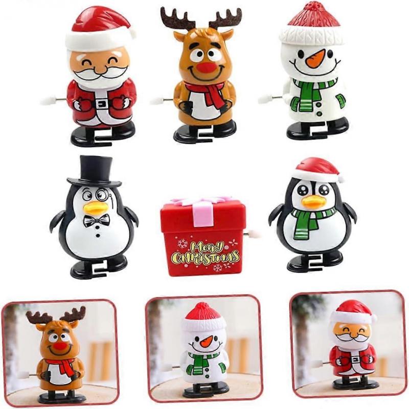 6 pieces Christmas windup toy filler toy kids gifts Christmas plush toys portable Christmas toy