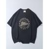 Vintage Locomotive Print Short-Sleeve T-Shirt for Summer, Men's Export Surplus Casual Round-Neck Base Shirt