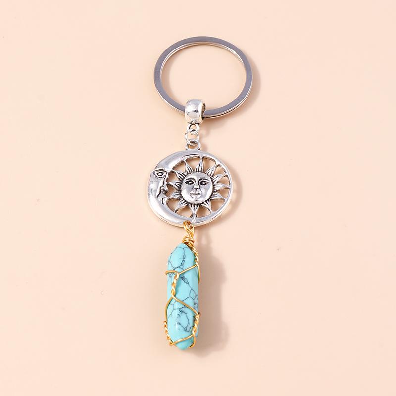 Cute Sun Moon Keychain Metal Cross Keyring Pendants for Car Key Holder Women Girls Handbag Accessories DIY Jewelry Gifts