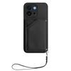 For OnePlus 13T 5G Case Card Holder Kickstand Skin-Touch Phone Cover with Wrist Strap