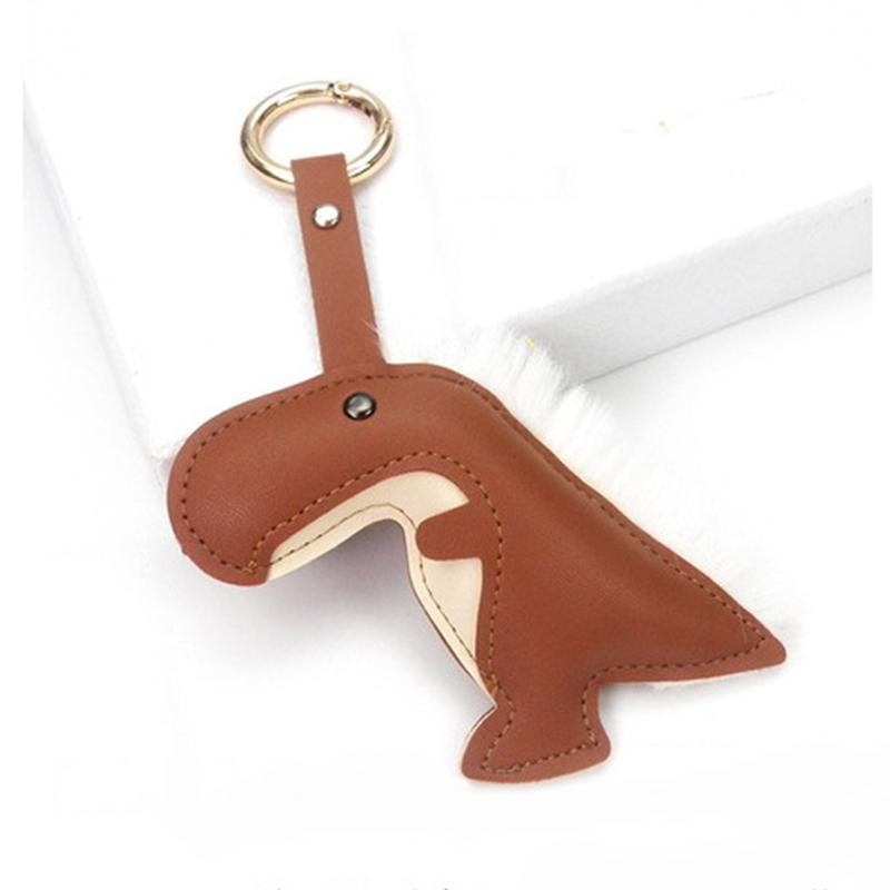 Frauen Mädchen Anhänger Kreative Schlüssel Ringe Halter Niedlichen Cartoon Dinosaurier Tasche Dekorationen PU Leder Dekorative Geschenk Zubehör