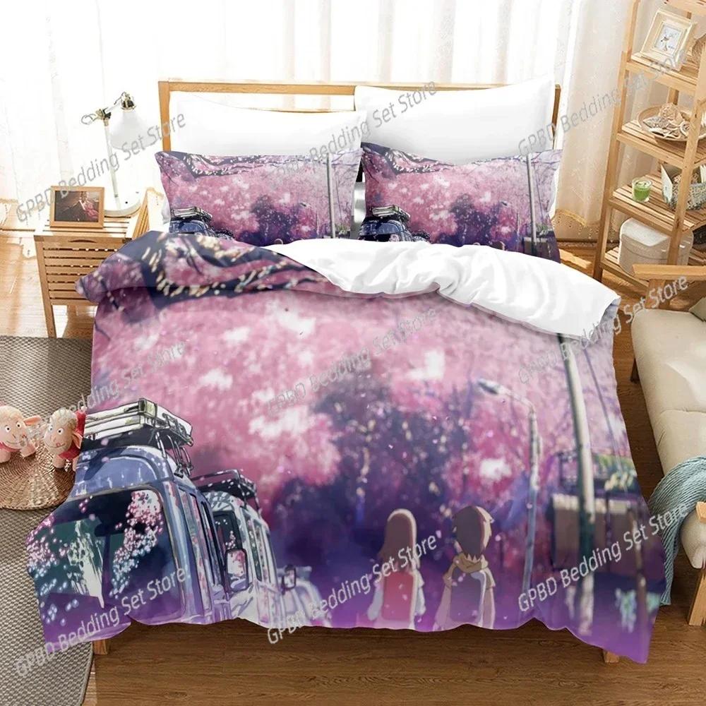 Luxury New 3D Print Japan 3D Anime 5 Centimeters Per Second Bedding Sets Duvet Cover Set Full Queen King Bedclothes Bed Linen