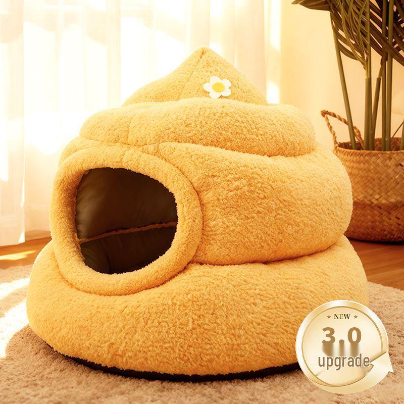 Cozy Winter Cat & Kitten Semi-Enclosed Bed: All-Season Warmth Nest & Dog House M for up to 8 lbs