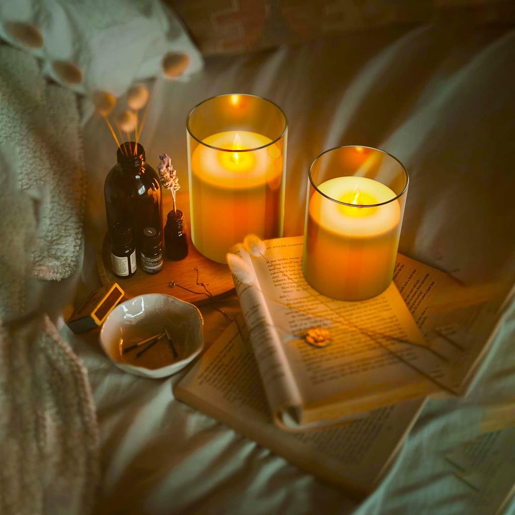 MELEJIA LED Candle Fluctuating Candle Battery LED Energy Dedicated Remote Control Warm Flickering LED Ceiling Light of Light, Candle, Bath, Operated,