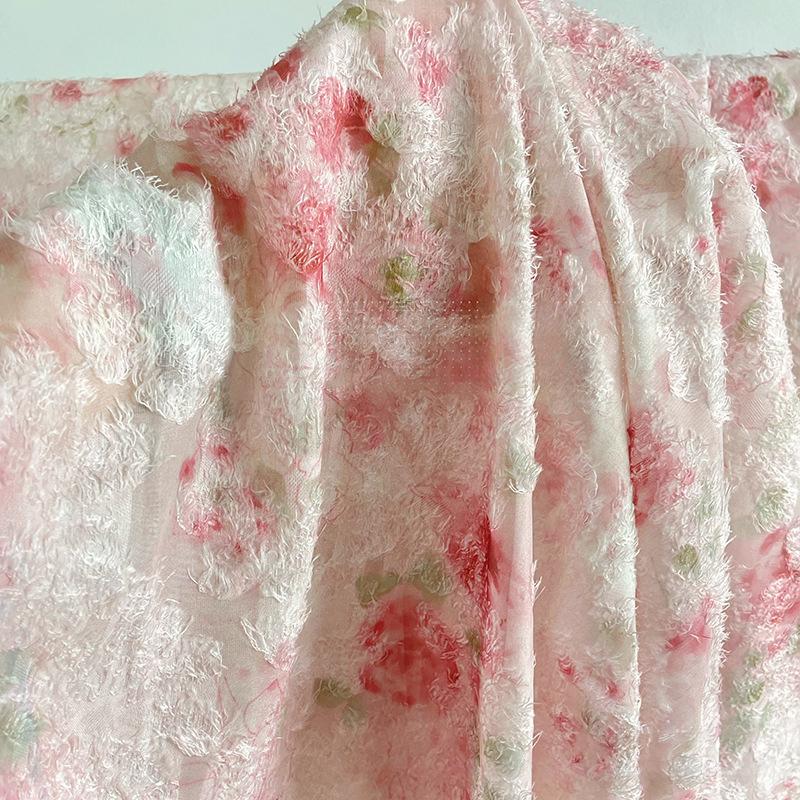 100*145cm Retro Oil Painting Style Jacquard Fabric Chinese Style Dress Clothing DIY Sewing Plush Tassel Chiffon Designer Fabric