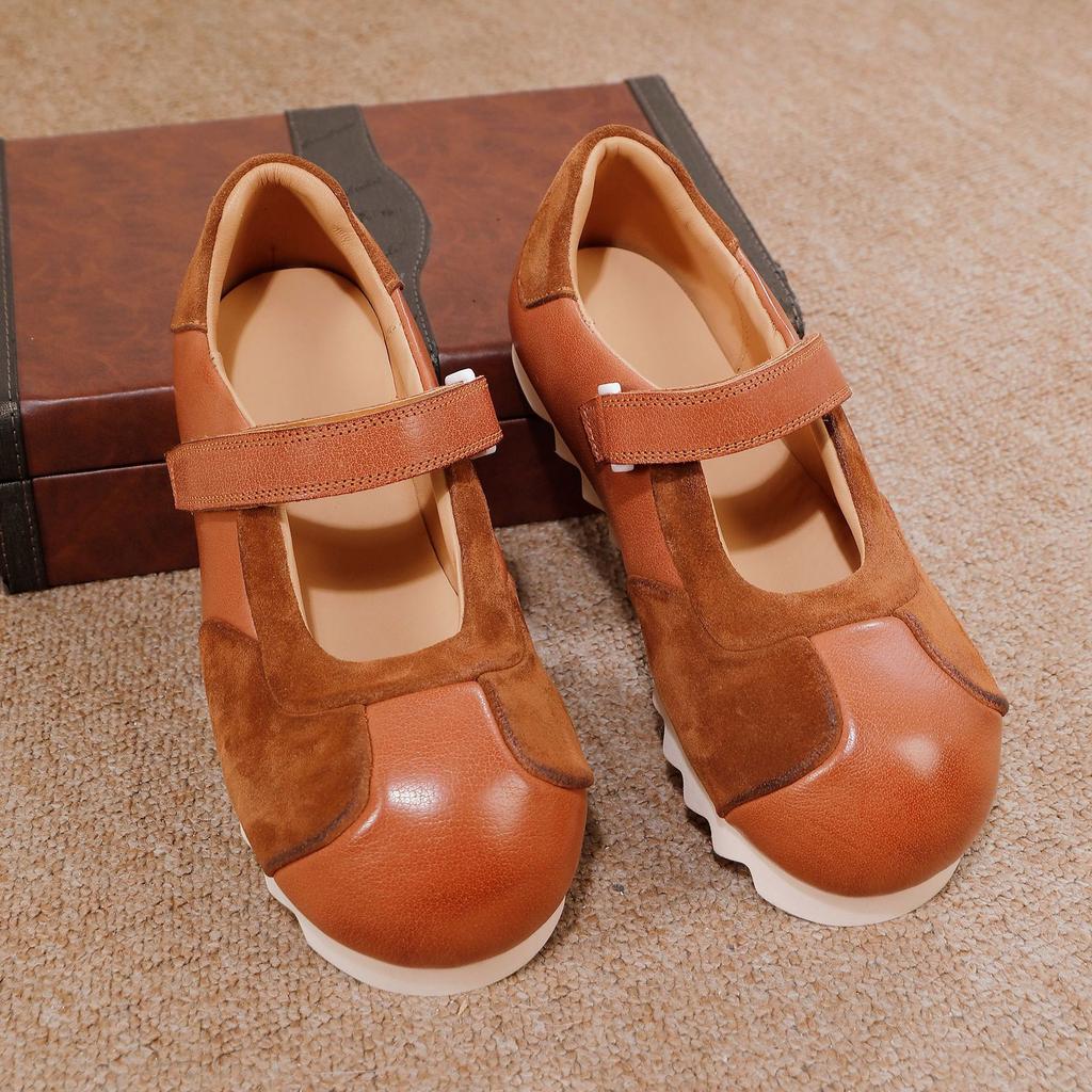 Johnature Soft Soled Genuine Leather Women's Shoes Round Toe Cowhide Versatile All Season Shoes