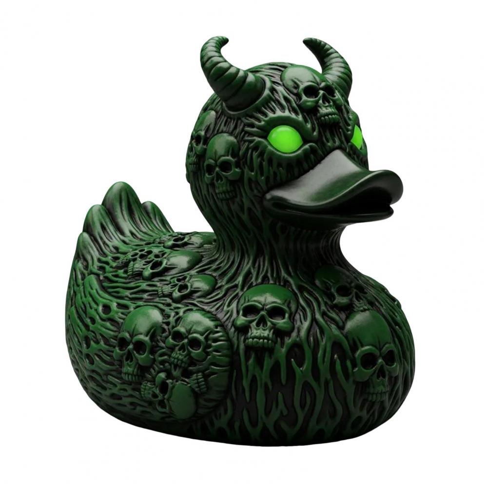 Декор Демон Утка Череп Утка Орнамент Панк Хэллоуин Утка Фигурка со Светящимися Зелеными Глазами Череп Дьявола Статуя Демона для Стола