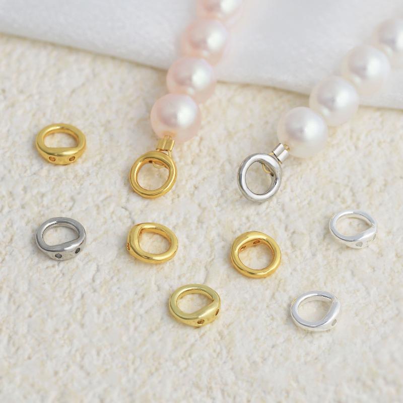 10/20Pcs Brass Circle Loop End Beads Gold Plated Ring Cord End Connectors For Diy Pearl Necklace Bracelet Jewelry Making