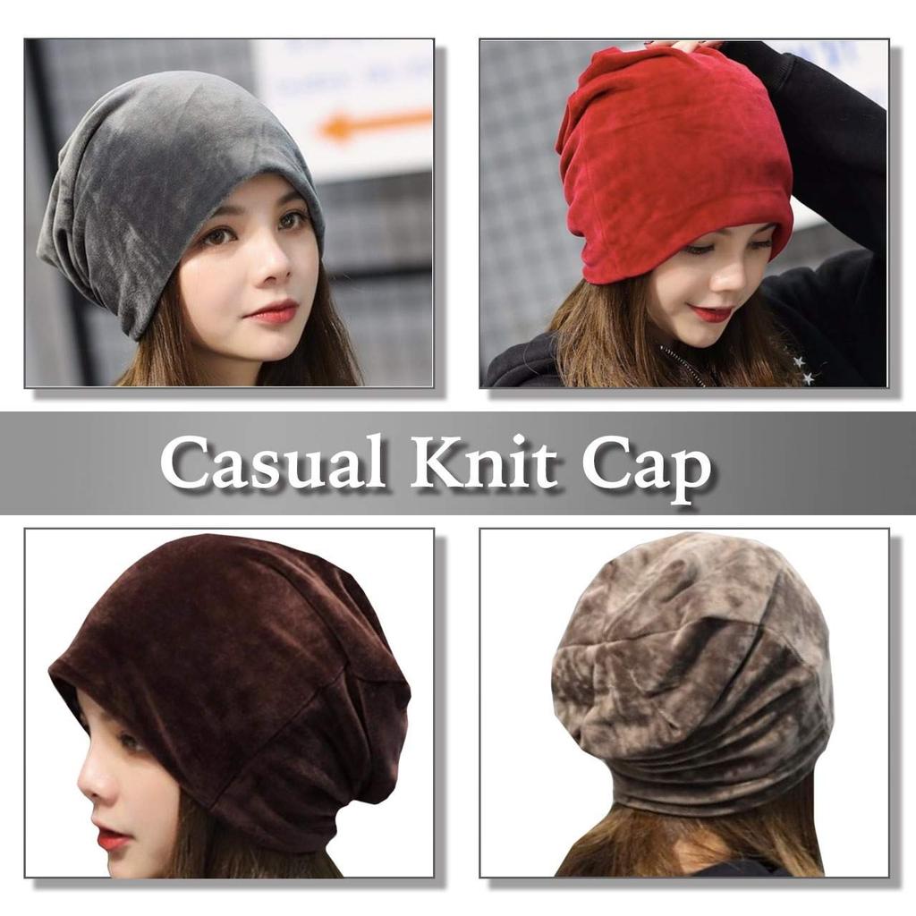 CHROME CRANE Damska czapka dzianinowa welurowa, Gruba, Jednokolorowa, Ciepła i urocza, Idealna na zimną pogodę, CB012 (02.Szary)