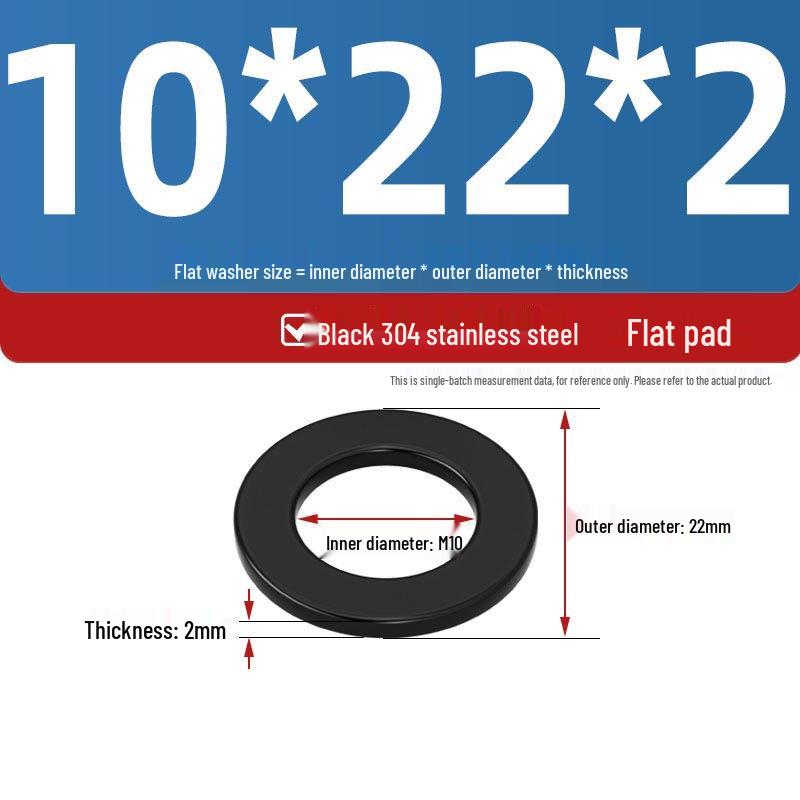 Ultra-Thin Black Zinc-Plated Stainless Steel Flat Washer (M2-M20)
