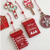 Red Christmas Wooden Plaque Ornaments Wooden DIY Christmas Tree Pendant Christmas Tree Hanging Ornaments Christmas Navidad Gift