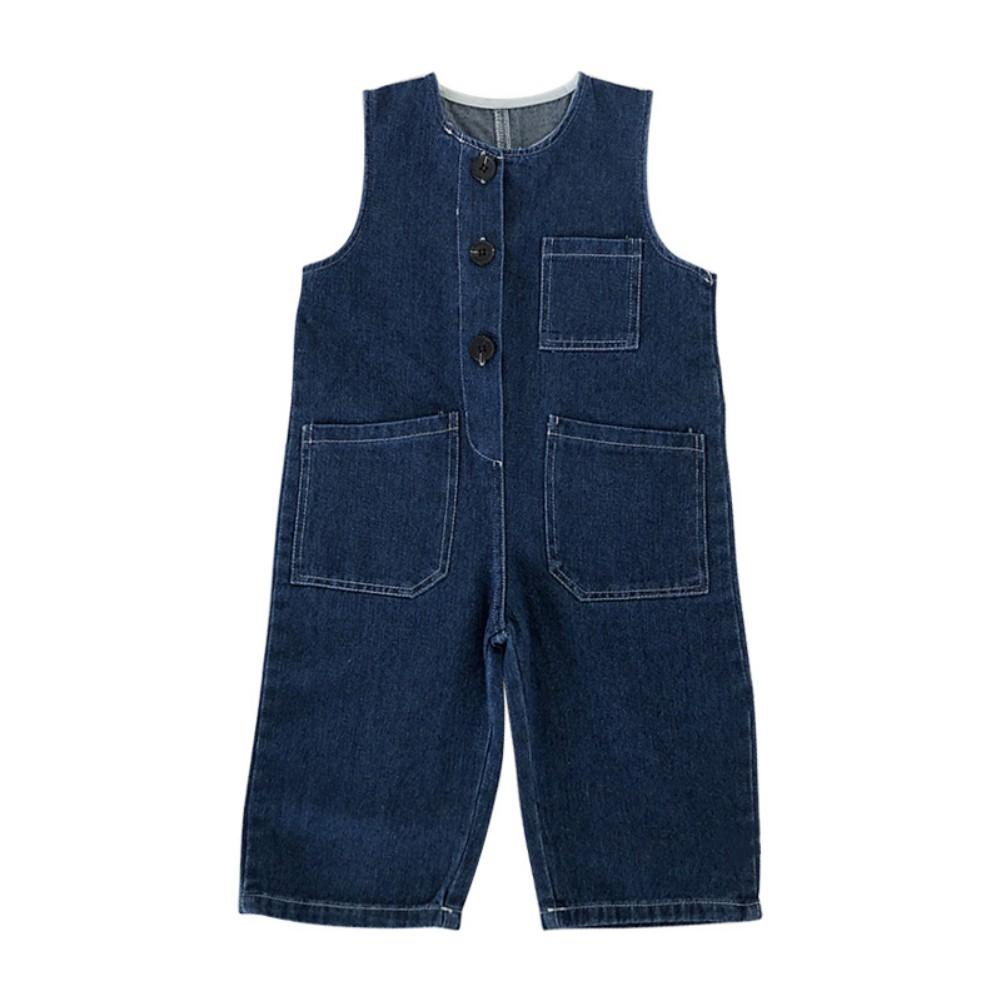 

Джинсовый комбинезон, удобный милый детский свободный комбинезон для ползания, детский комбинезон 110