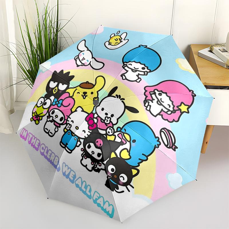 1pc Hello Kitty & Friends Automatic Opening Folding Umbrella - 8 Rib Iron Frame, Suitable for Fans, Travel, Daily Use, Gift Idea.H035