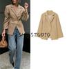 Fall New Women's Clothing French Style Commute Style Lapel Long Sleeves Two Buttons Waist-Tight Profile Silm Suit Outwear