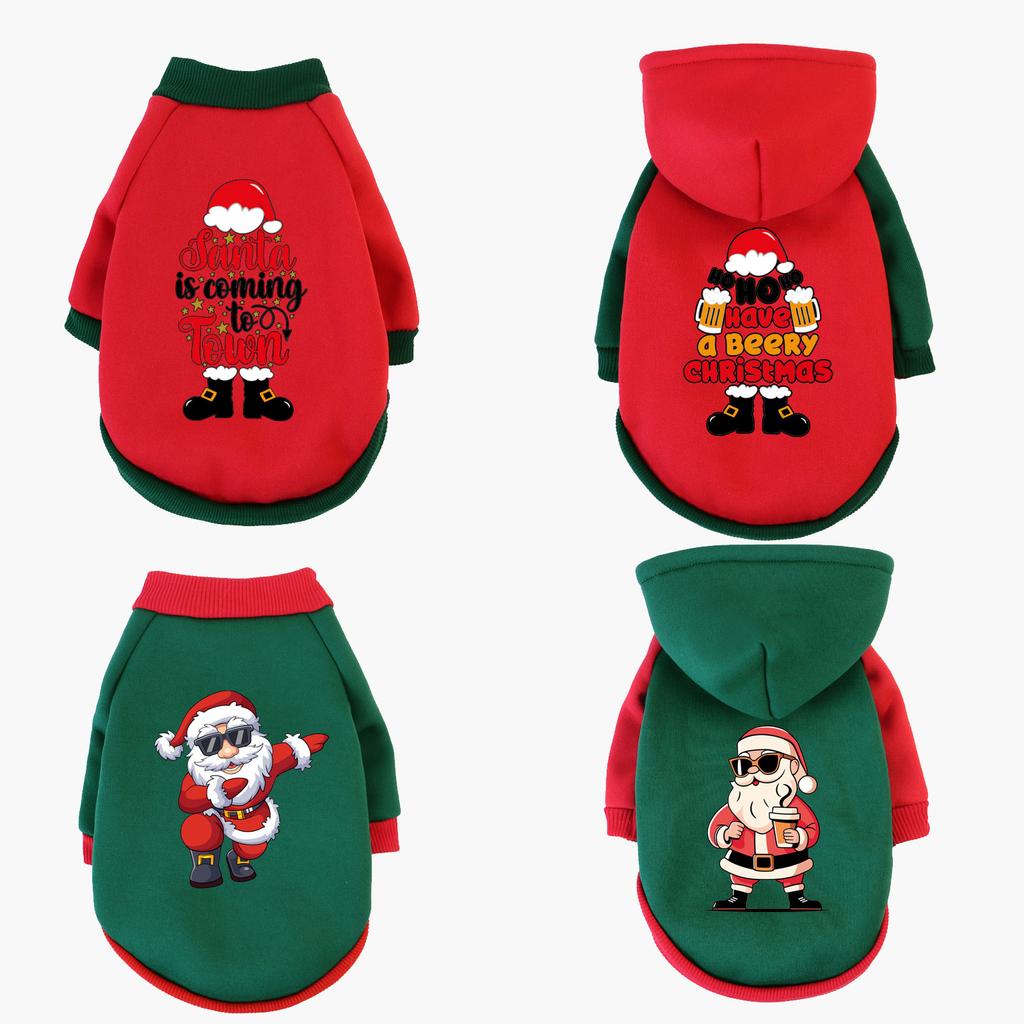 1 Pc Pet Hooded Sweatshirt Christmas Cats & Dogs Fashion Winter Warm Clothes Suitable For Cats ,Teddy Golden Retriever