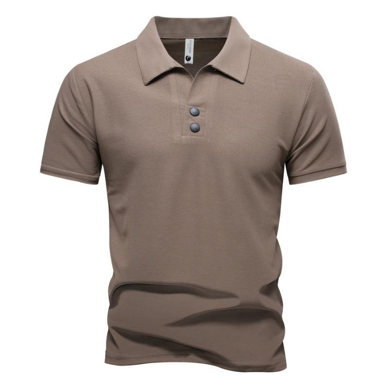 Herren Schwarzes Kurzarm Unifarbenes Poloshirt