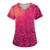 Nurse Uniform Love Heart Print Pocket V-Neck Nursing Scrubs Tops Workwear Women's T-shirts